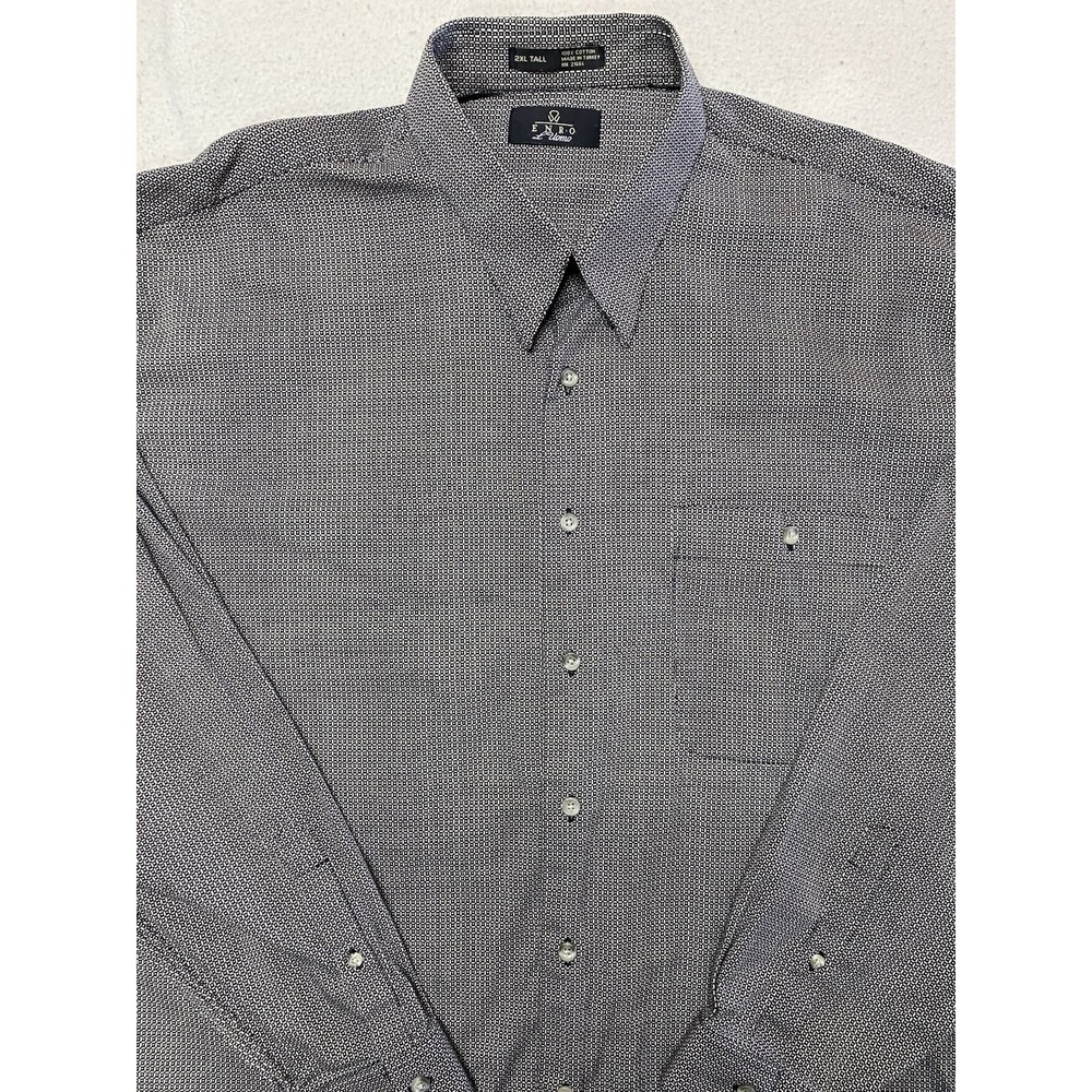 Enro L Uomo Mens 2XL Tall Reg Fit Long Sleeve Button Up Dark‎ Gray Gingham